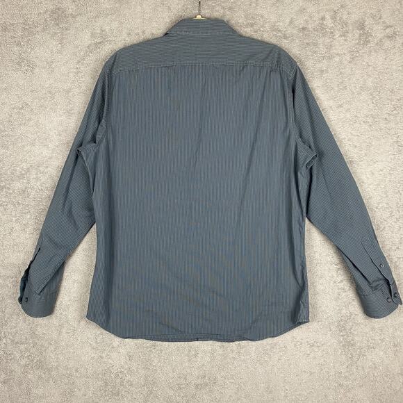 Banana Republic Shirt Mens Large Blue Pinstripe Button Up Long Sleeve Pockets - Picture 6 of 15